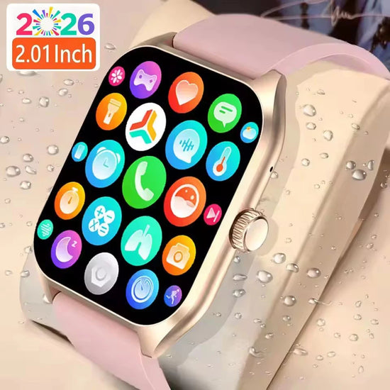Reloj inteligente 2026 para Android e iOS, pantalla a color de 2,01 pulgadas, Bluetooth, llamadas, monitorización de oxígeno en sangre y presión arterial, para hombres y mujeres.