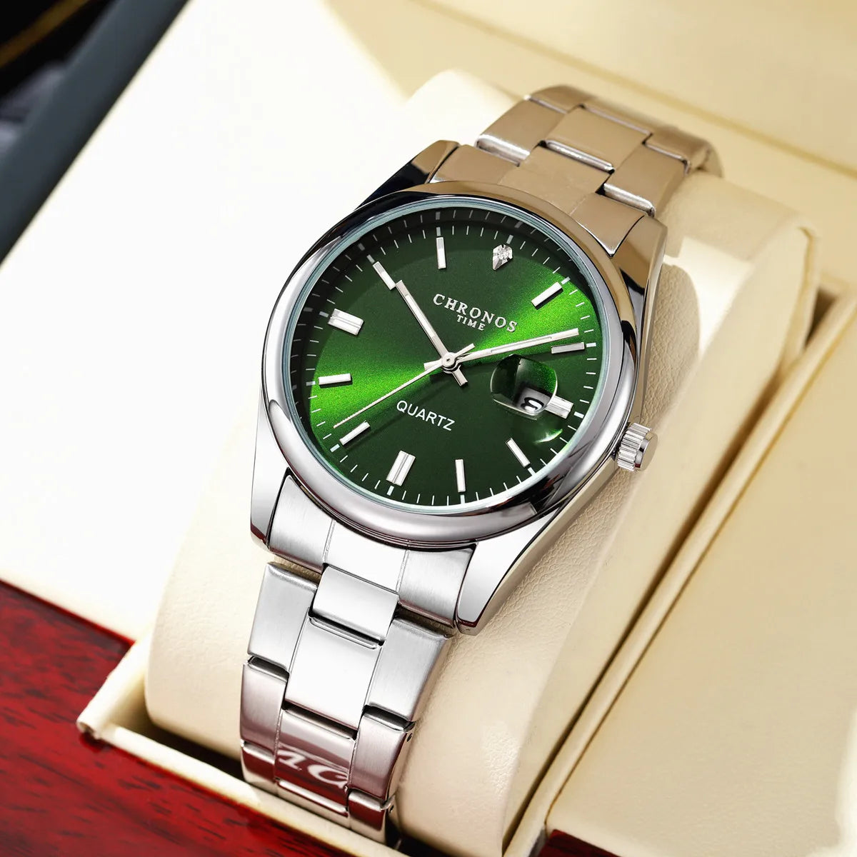 CHRONOS Top Brand Luxury Man Wristwatch Waterproof Luminous Date Men Watches Stainless Steel Quartz Men&