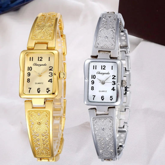 Reloj Mujer Luxury Gold Silver Square Quartz Wrist Watches for Women Fashion Elegant Woman Watch Ladies Clock relogio feminino